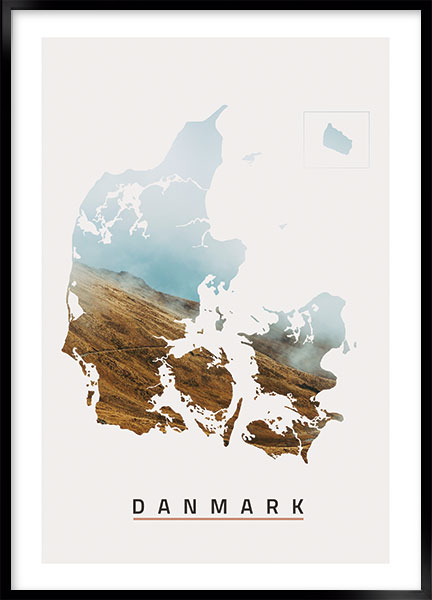 Plakat - Danmarkskort no1