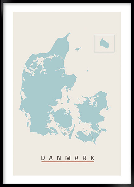 Plakat - Danmarkskort no3