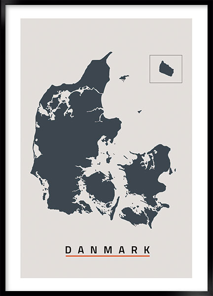 Plakat - Danmarkskort no6