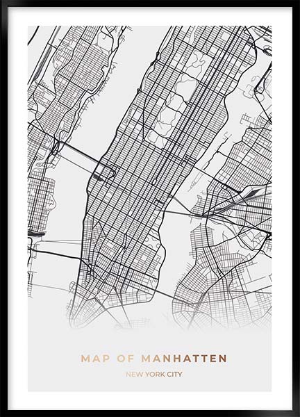 Plakat - New York manhatten kort