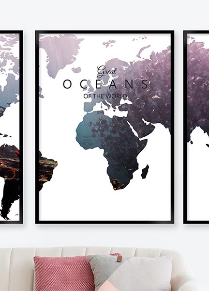 Plakat - Verdenskort ocean